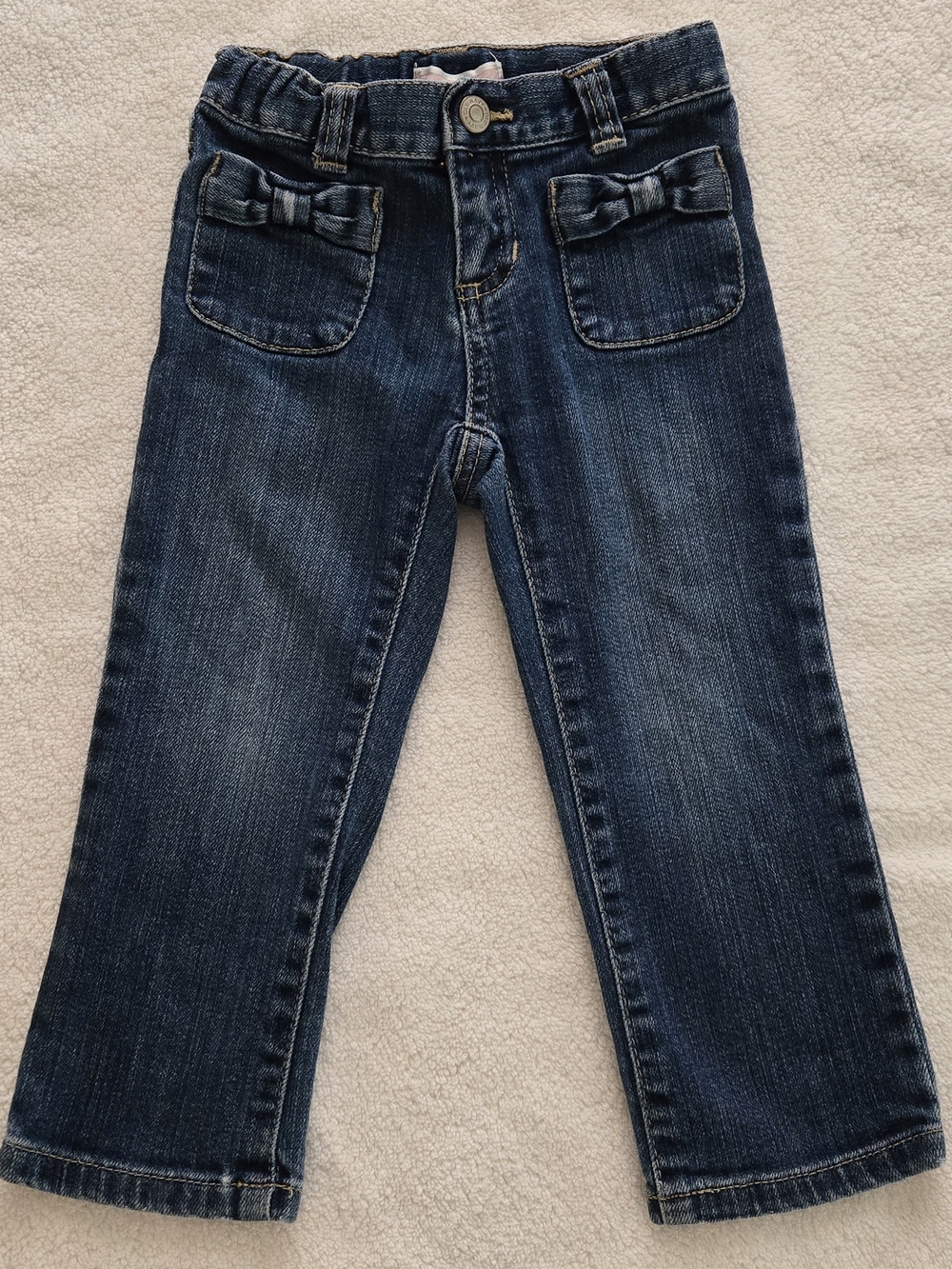 Old Navy 2T Girls Medium Blue Stretch Denim Jeans with Front Bow Pockets